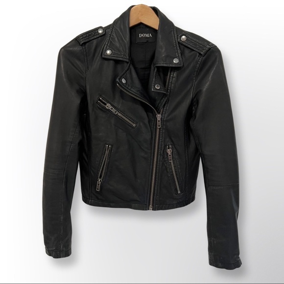 DØMA Black Short Leather Zipper Jacket S ($600)